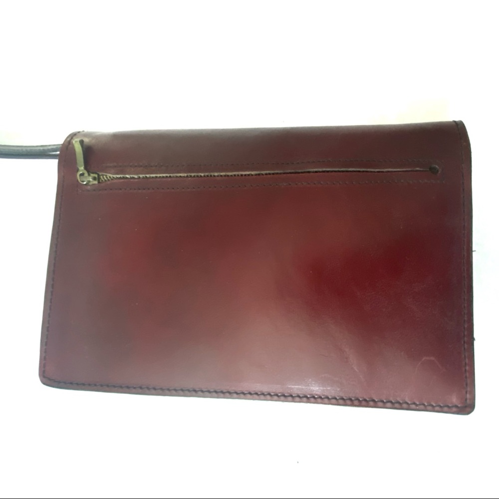 Vintage Sudhaus P.E.C. Leather Pouch Suede-Lined Wristlet Clutch, Burgundy - Picture 8 of 8